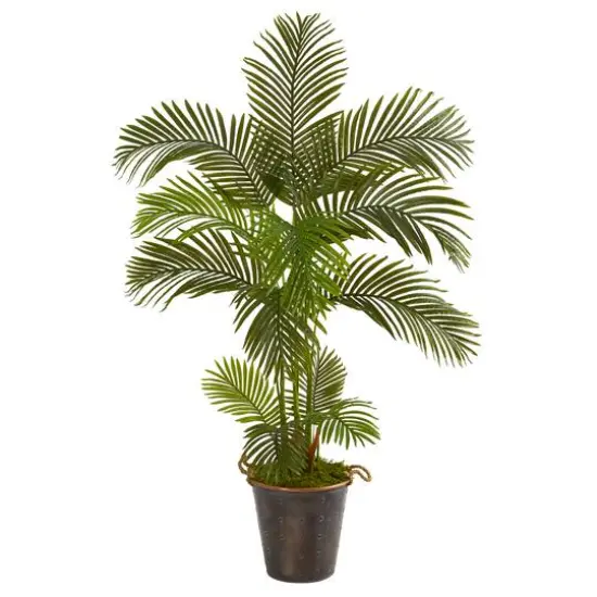 5ft. Areca Palm Tree in Decorative Metal Pail {1}
