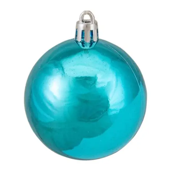 60ct Shatterproof Turquoise Blue 4-Finish Ball Ornaments {8}