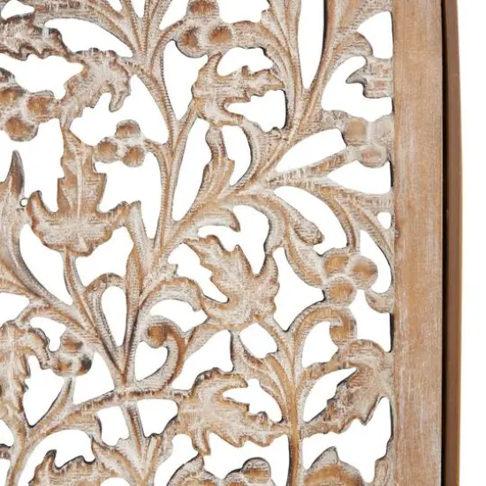 Brown Handmade Floral Carved Arched Wall D&eacute;cor, 2ct. {5}