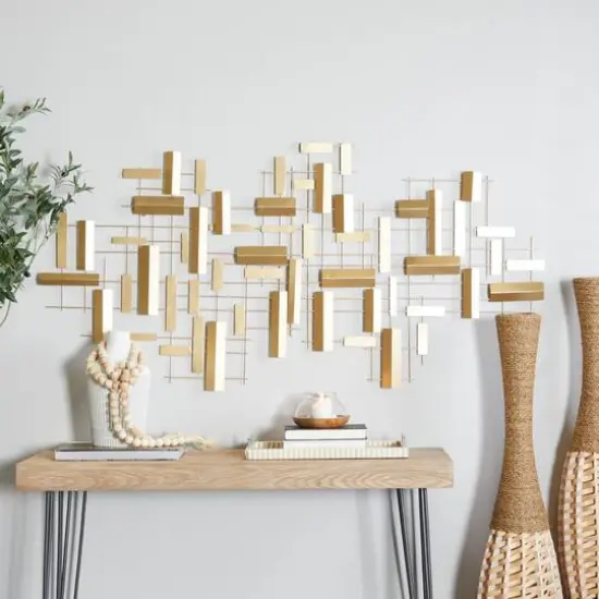 CosmoLiving by Cosmopolitan 60" Metal 3D Stripes Geometric Wall D&eacute;cor Gold {3}