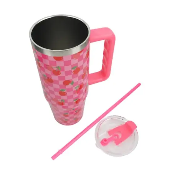 30oz. Pink Cherry Stainless Steel Insulated Tumbler by Celebrate It&trade; {4}