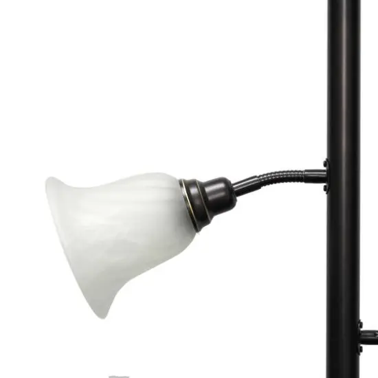 Lalia Home Torchiere Floor Lamp with 2 Reading Lights Restoration Bronze/White Shades {9}