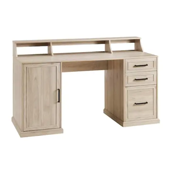 Walker Edison 58" Birch 3 Drawer Computer Desk with Hutch {1}