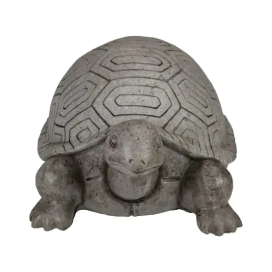 11.75" Polished Gray Turtle Outdoor Garden Statue {6}