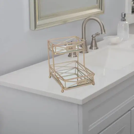 Home Details 2-Tier Sleek Vanity Tower Gold {5}