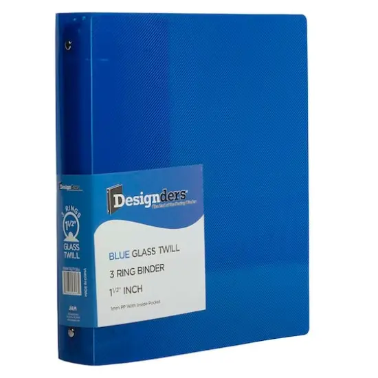 JAM Paper 1.5" Glass Twill Plastic 3-Ring Binder Blue {1}