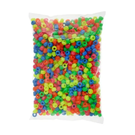 John Bead 9mm Plastic Pony Beads, 1,000ct. Assorted Opaque Neon {6}
