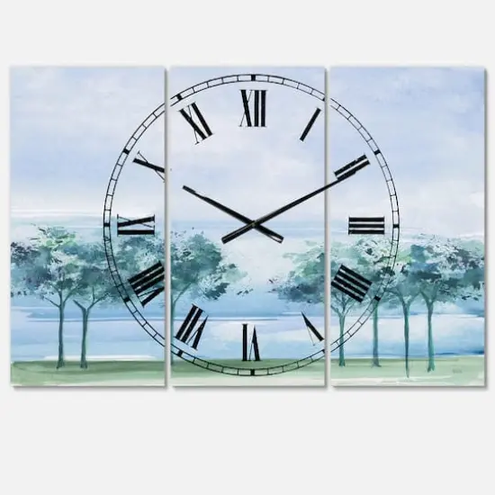 Designart Across The Lake VI 3 Panel Farmhouse Wall Clock {1}
