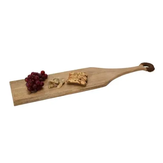 Hello Honey&reg; Mango Wood Cutting Board with Braided Leather Handle {7}