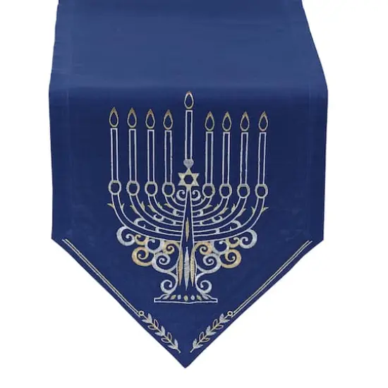 DII&reg; 108" Embroidered Menorah Table Runner {1}