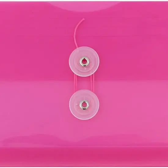 JAM Paper 5.25" x 10" Plastic #10 Business Envelope with Button and String Closure, 24ct. Pink {4}