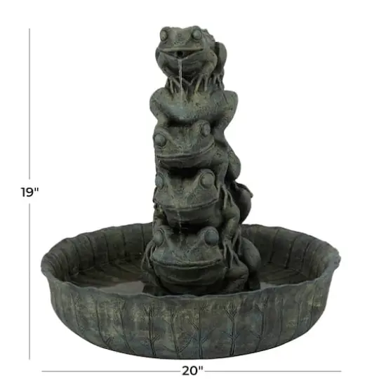 Green Resin Rustic Fountain, 19" x 20" x 19" {7}