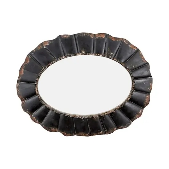 Hello Honey&reg; 31" Black Oval Scalloped Metal Mirror {3}