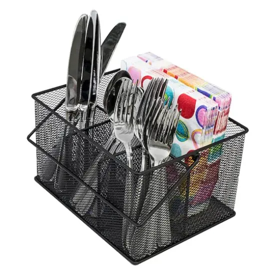 Sorbus Steel Mesh Utensils Caddy Black {6}