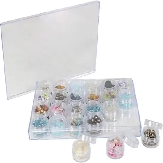 Everything Mary Large Plastic Bead Storage Box with 24 Jars {1}