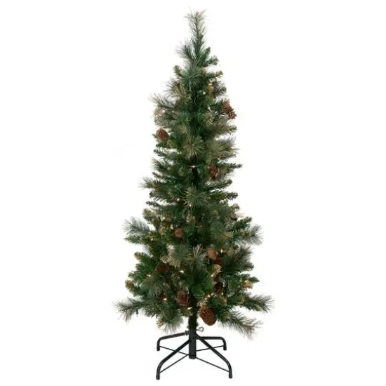 4.5ft. Pre-Lit Yorkshire Pine Pencil Artificial Christmas Tree, Clear Lights {1}