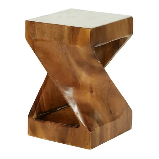 18'' Brown Saur Wood Contemporary Accent Table {1}