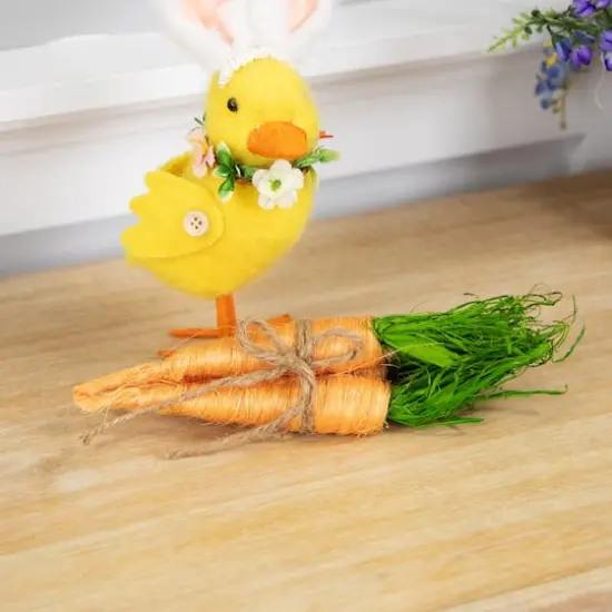 9" Orange Straw Carrot Easter Decorations Set {3}