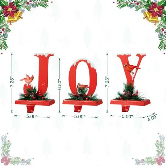 Glitzhome&reg; Christmas Metal JOY Stocking Holder Set {9}