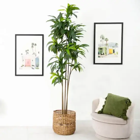 10ft. Potted Green Artificial Dracaena Tree with Real Touch Leaves {5}