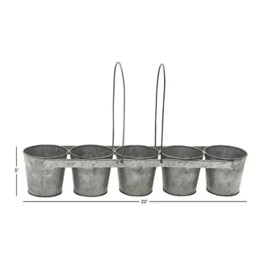 Gray Metal Farmhouse 5-Pot Planter {6}