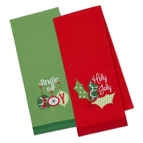DII&reg; Jingle For Joy Embroidered Dishtowel Set {5}