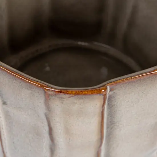 Hello Honey&reg; 5.5" Cream Round Stoneware Pleated Planter {6}