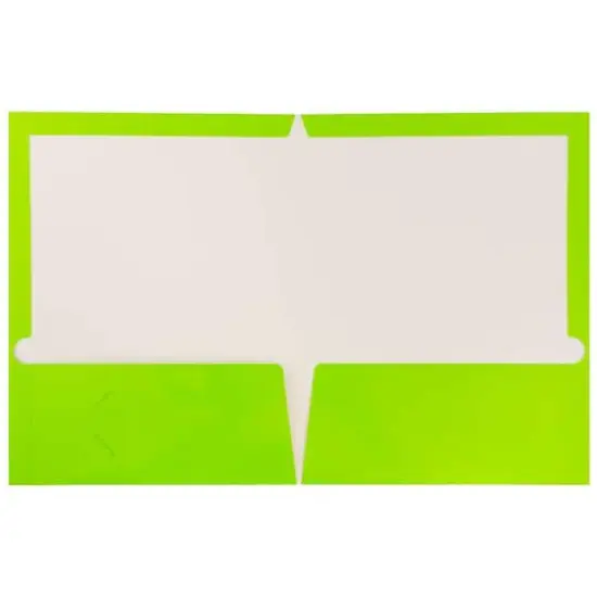 JAM Paper Glossy Laminated Two Pocket Folders, 100ct. Lime Green {4}
