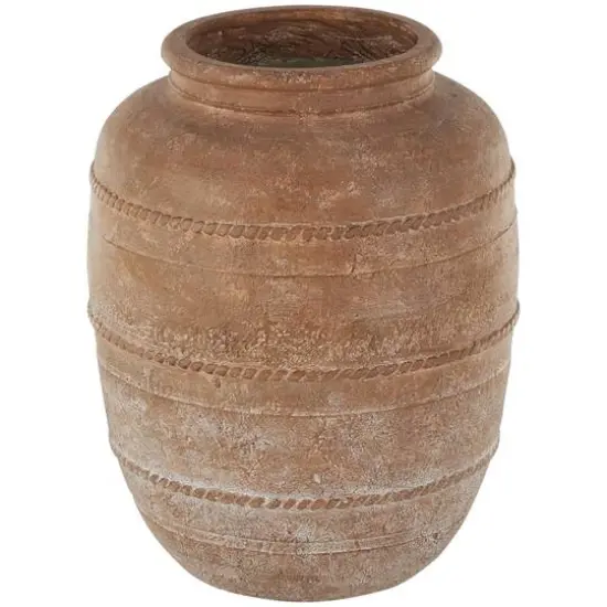 18" Brown Magnesium Oxide Mediterranean Inspired Vase {1}