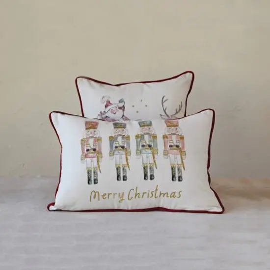 Hello Honey&reg; Multicolor Square Cotton Printed Pillow with Santa in Sleigh {3}