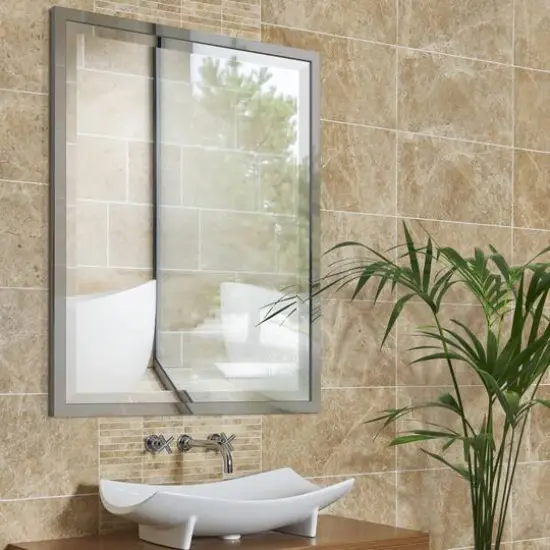 Head West Chrome Stainless Steel Beveled Wall Mirror {3}