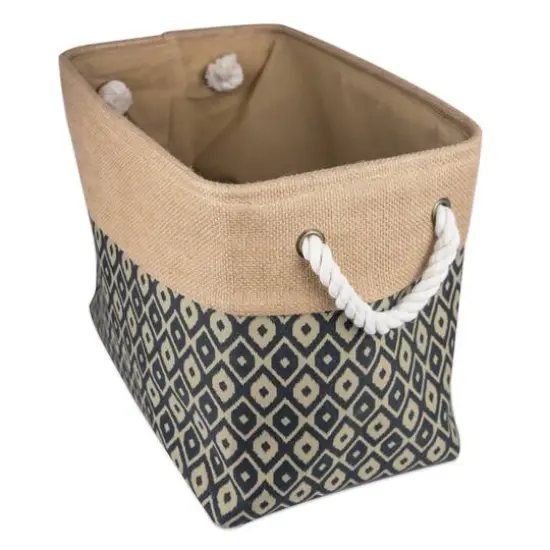 DII&reg; Medium Ikat Rectangle Burlap Bin Black {2}