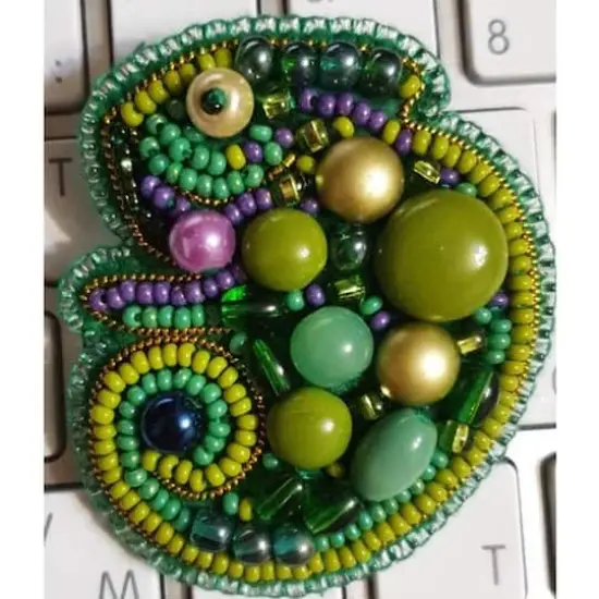 Crystal Art Beadwork Kit For Creating Broоch Chameleon {3}