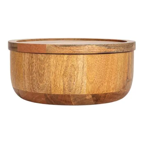 Hello Honey® 10" Round Natural Mango Wood Serving Bowl with Lid {8}