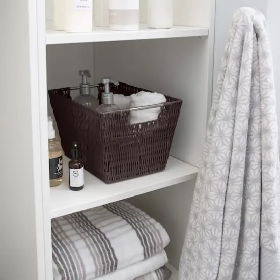 Simplify Medium Chocolate Rattan Storage Basket {2}