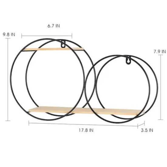 Black Wall Mounted 2-Tier Circular Floating Shelves {3}