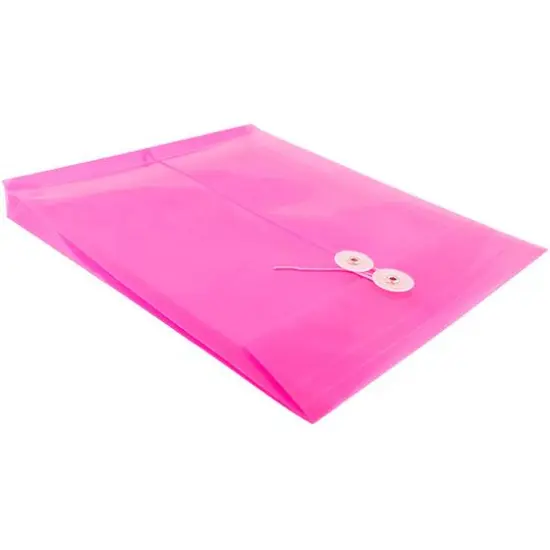 JAM Paper Letter Size Plastic Envelopes with Button & String Tie Closure, 12ct. Fuchsia {6}