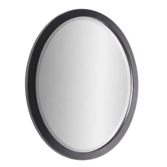Classic Black Oval Metal Framed Beveled Vanity Wall Mirror - 23" x 29" {7}