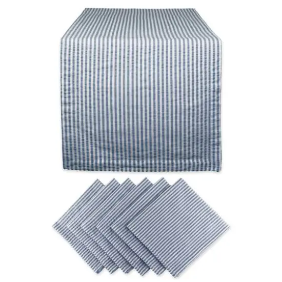DII&reg; French Blue Seersucker Table Runner & Napkin Set {1}