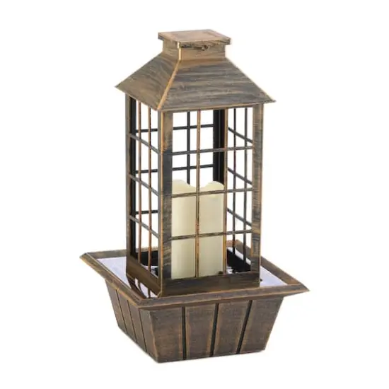 13.5" Bronzed Lantern LED Tabletop Fountain {1}