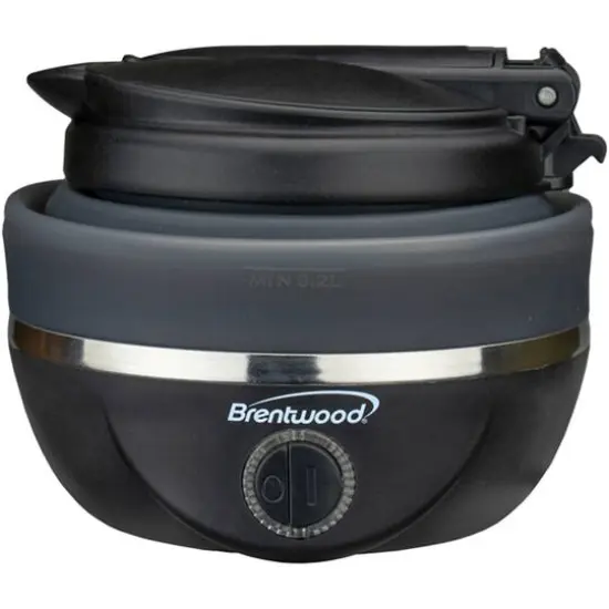 Brentwood Black 0.85qt. Dual-Voltage Collapsible Travel Kettle {7}