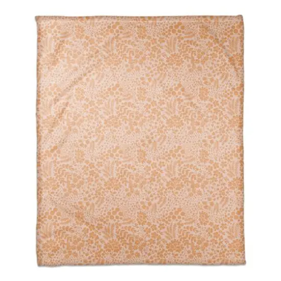 Dainty Floral Coral Fleece Blanket Orange {1}