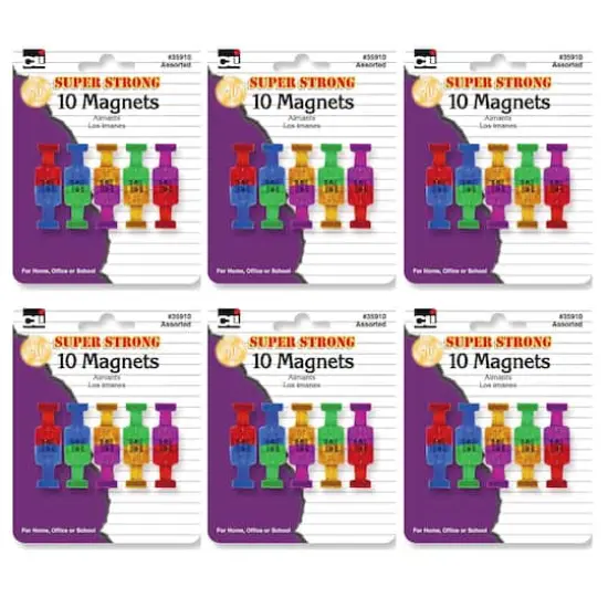 Charles Leonard Super Strong Magnets, 6 Packs of 10 {1}
