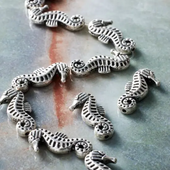 Antique Silver Seahorse Metal Beads, 21mm by Bead Landing&trade; {3}