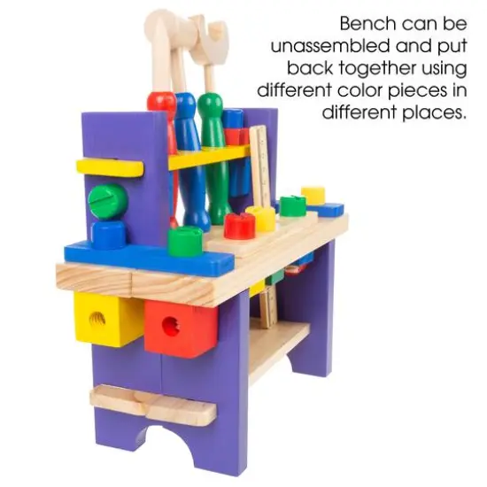 Toy Time Kids Wood Tabletop Workbench & Tool Set {5}