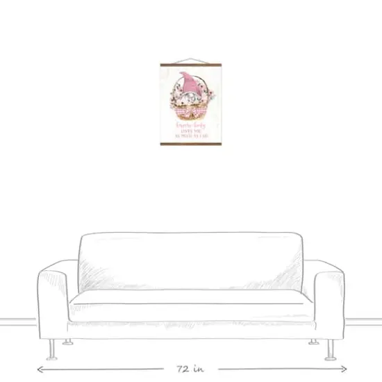 Gnome Valentine Basket Teak Hanging Canvas Wall Art {4}