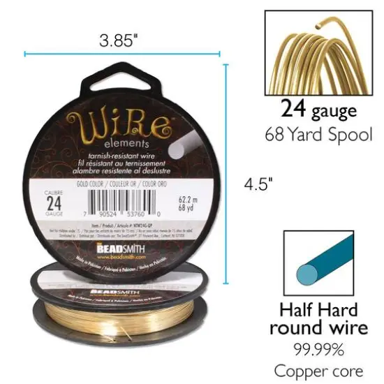 The Beadsmith&reg; Wire&trade; Elements Tarnish-Resistant Wire, 1/4lb. Gold {6}