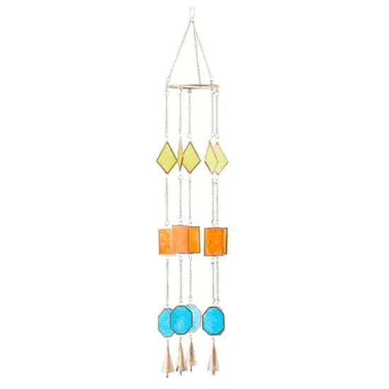Multi Colored Contemporary Geometric Windchime, 7" x 2" x 35" {4}