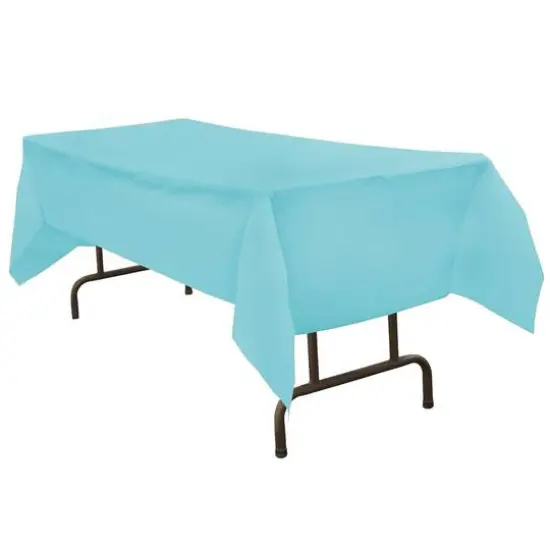 JAM Paper 108" Rectangular Plastic Table Cover Sea Blue {3}