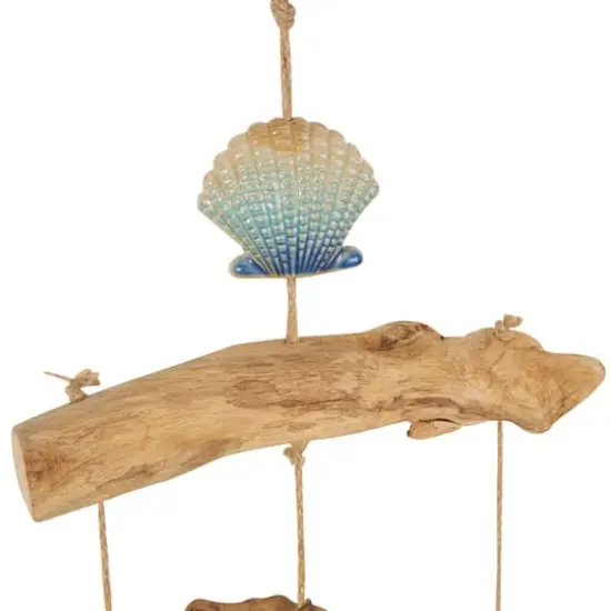 3ft. Blue Ceramic Shell Handmade Ombre Windchime with Driftwood & Bead Accents {3}